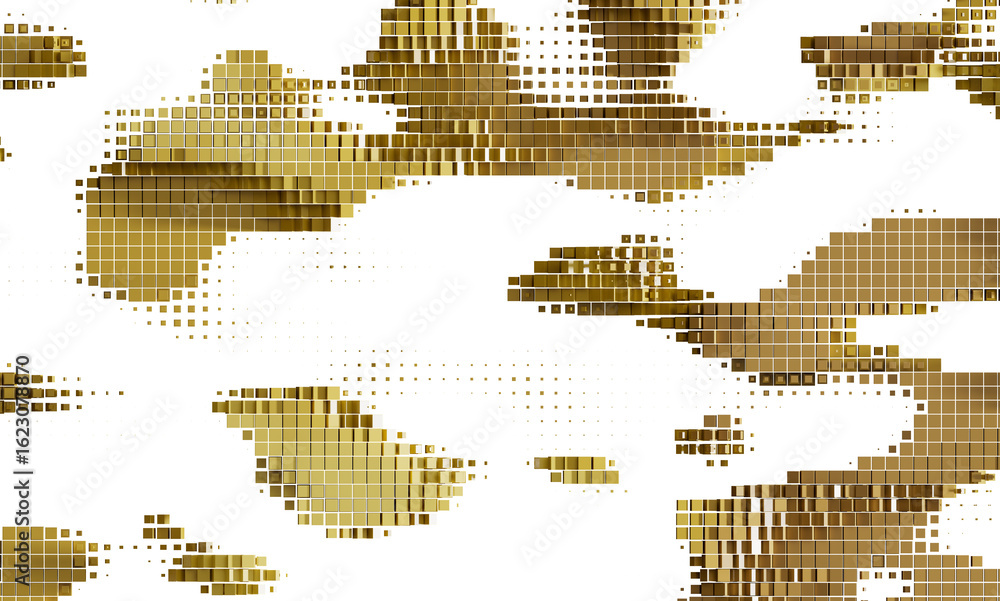 Poster golden square pixel art texture. abstract digital background. modern design element.