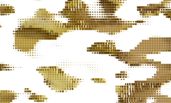 Golden square pixel art texture. Abstract digital background. Modern design element.