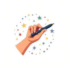 Left Hand Holding Pen Illustration International Left Handers Day Creativity Skill Empowerment Unique Art
