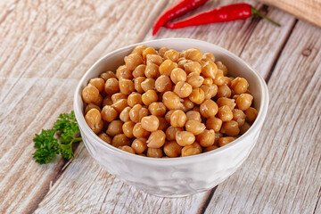 Boiled chickpea beans in the bowl
