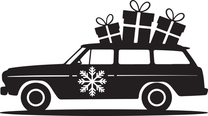 Christmas Truck Vector Art, Car Icon Vector