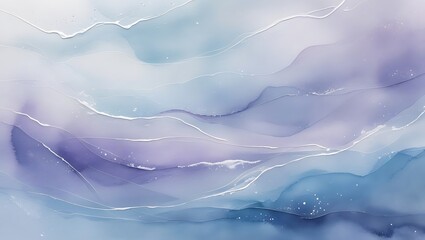 Abstract watercolor background in calming shades of blue purple and white with flowing lines
