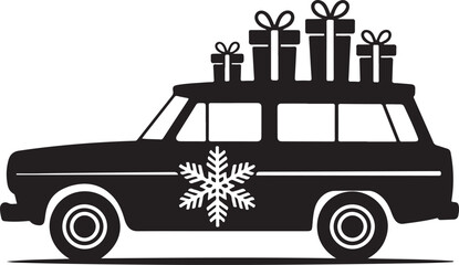 Christmas Truck Vector Art, Car Icon Vector