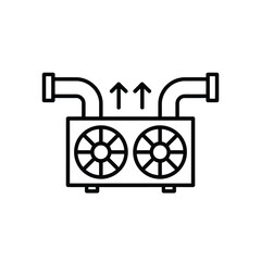 HVAC system unit with fans and pipes line art illustration