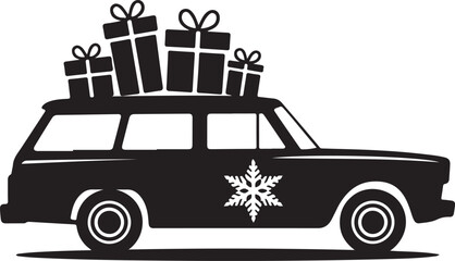 Christmas Truck Vector Art, Car Icon Vector