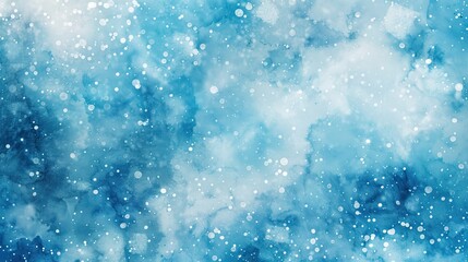 A soft blue abstract background with a watercolor effect and scattered white dots.