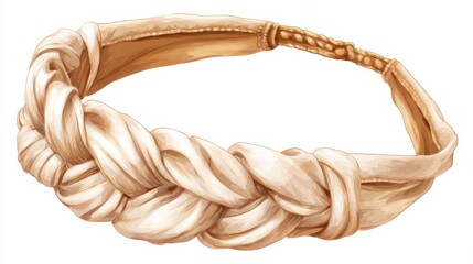 Beige Braided Fabric Headband Illustration