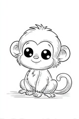 Cute cartoon monkey coloring page (2)