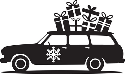 Christmas Truck Vector Art, Car Icon Vector
