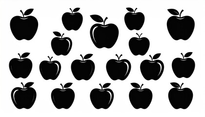Black apples on white background