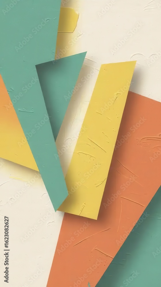 Poster geometric harmony with textured surfaces and blended color palette display