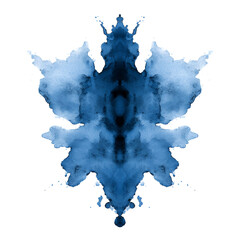 Blue Ink Blot Symmetrical Abstract Art Rorschach Test,