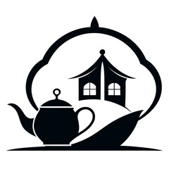      Tea house logo vector illustration.

