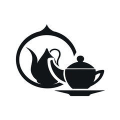      Tea house logo vector illustration.

