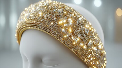 Mannequin Head with Jeweled Gold Headband