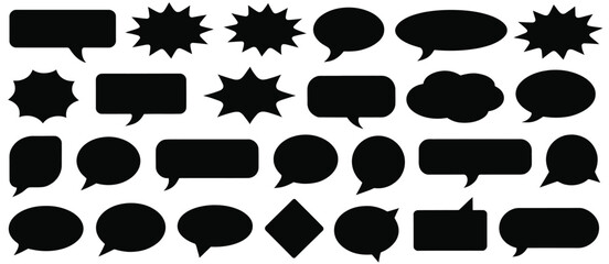 Obraz premium Comic Graphic Elements, Vector Silhouettes of Bursts, Speech Bubbles, and Text Boxes for Storytelling, Dialog Highlights, and Pop Art Illustration