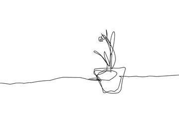 Flower on the pot line art sketch