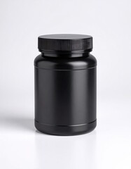 Black plastic supplement jar
