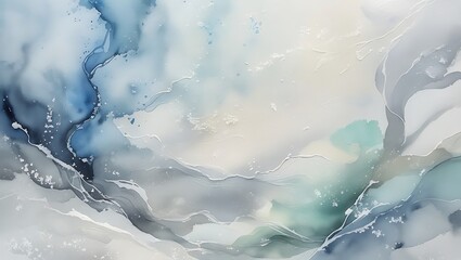 Abstract watercolor texture displaying soft hues of blue gray and green for design backgrounds
