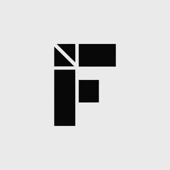 Geometric Letter F Logo Design in Black and White Style