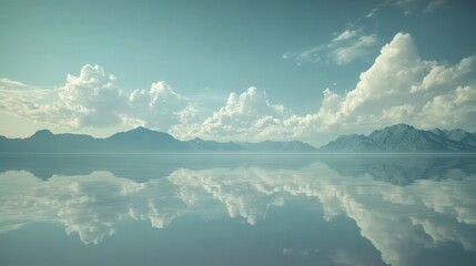 Serene mountain reflection on a calm lake.