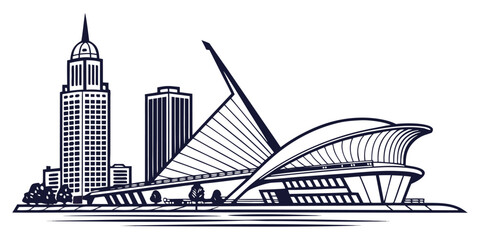 U.S. Bank Center, Milwaukee Art Museum - Downtown Vector
