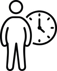Time-Conscious Figure: An illustration captures a person standing alongside a clock, emphasizing the significance of time and timeliness.