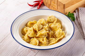 Tasty Russian dumplings with meat