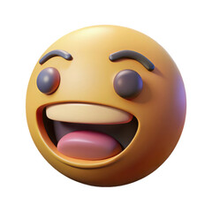 Fototapeta premium A cheerful yellow emoji with wide open eyes and a broad beaming smile expressing extreme happiness and joy isolated on transparent background