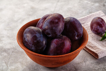 Ripe sweet fresh juicy plums