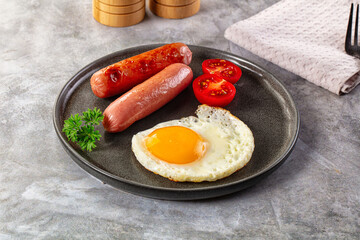 Breakfast with egg and sausages
