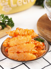 Freshly dug red oiled pagoda cabbage served with a side of crunchy shrimp for a vibrant dinner