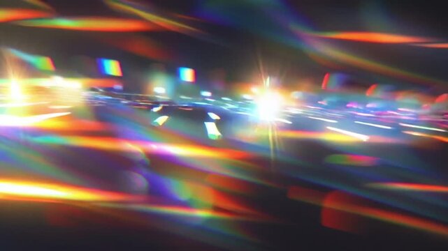 prism light spectrum burn, rainbow-colored glass streaks, fast dynamic transitions, high energy, chromatic aberration, VHS-inspired lens flares, surreal motion blur 4k video - Powered by Adobe