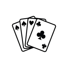 Four Playing Cards with Spades Hearts and Clubs Suits