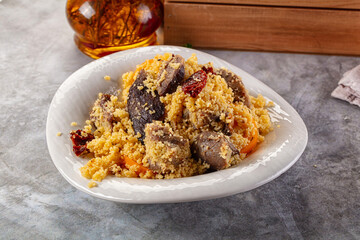 Traditional couscous with lamb and vegetables
