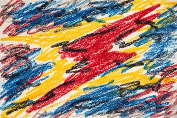 Obraz premium Dynamic abstract artwork features vivid colors and energetic brush strokes in a lively composition created with crayons