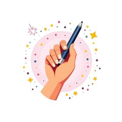 Left Hand Holding Pen Illustration International Left Handers Day Creativity Skill Empowerment Unique Art