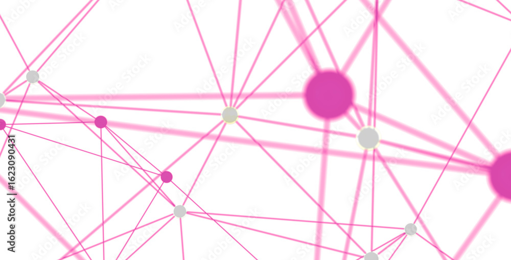 Poster pink and gray nodes connected by lines. great for technology, network, and connection concepts.