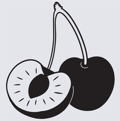 cherry silhouette vector art illustration, vector illustration of  cherry