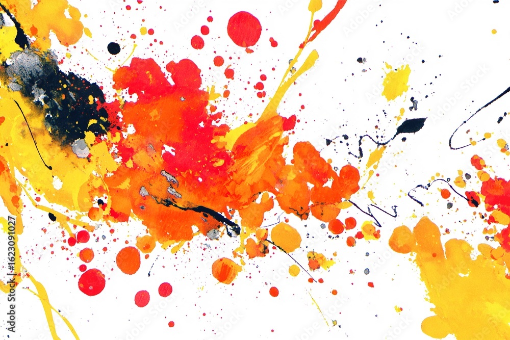 Poster vibrant splash of colors creates dynamic and expressive abstract art on a white canvas