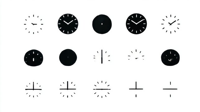 Collection of black clocks on white