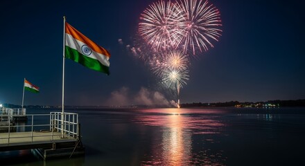 Spectacular fireworks illuminate the night sky over India, celebrating national pride