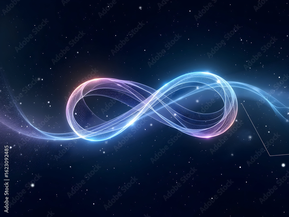 Poster captivating iridescent ribbons interweaving gracefully against a celestial backdrop creating a mesme