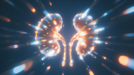 Futuristic Glowing Kidney Structure in Digital Health Technology Concept