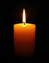 Single lit candle against black