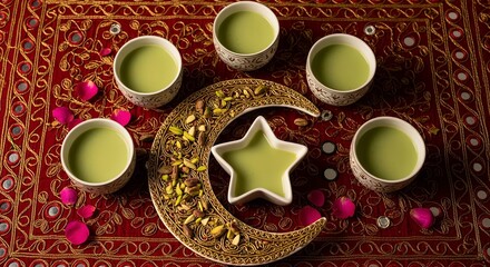 Enjoy flavorful Ramadan with Pistachio milk presented in elegant moon & star dishes