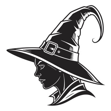Witch Hat Isolated Silhouette on Transparent Background for Halloween and Magical Designs