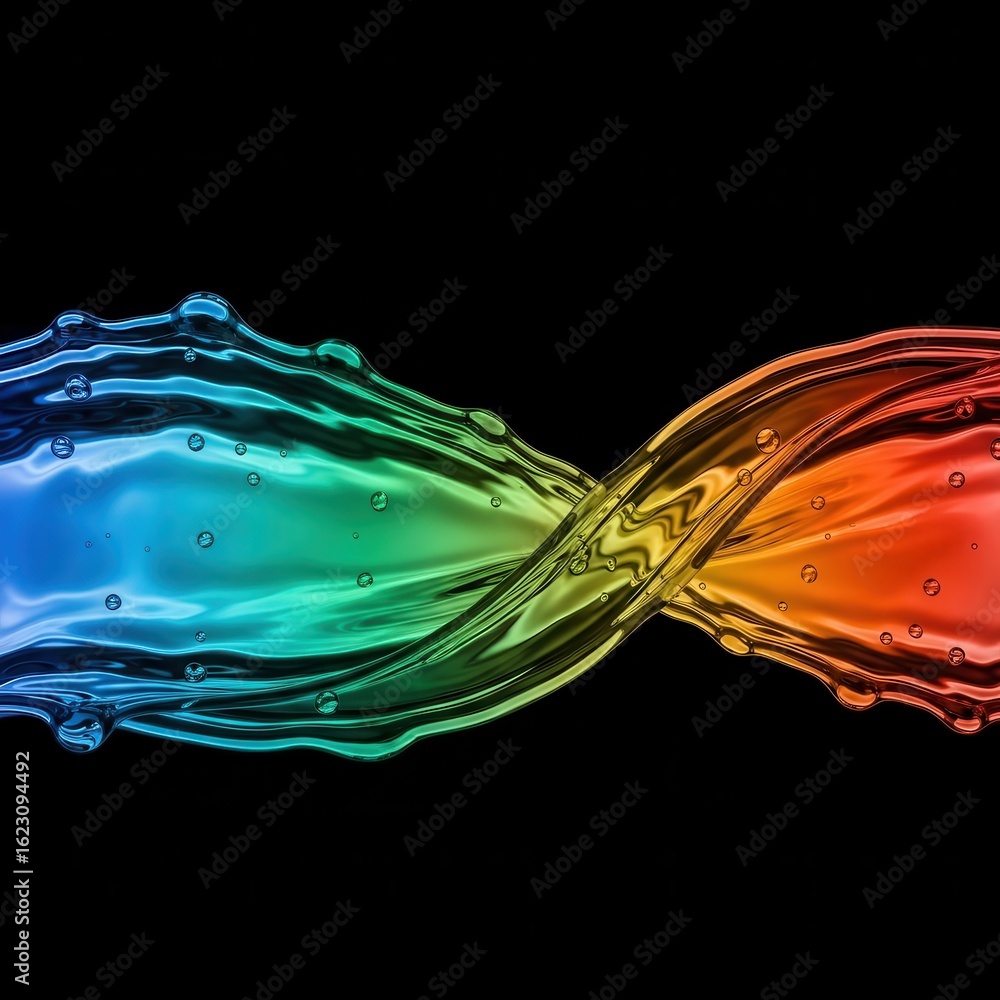 Poster Dynamic Abstract Wave of Vibrant Fluidity in Spectral Gradient on Dark Backdrop