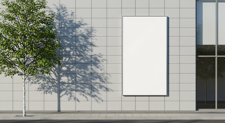 Blank vertical billboard mockup on modern building exterior, perfect for your advertising campaign design needs and showcasing your brand.