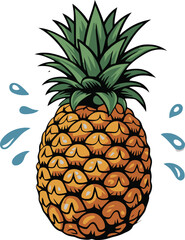 Obraz premium Fresh Pineapple with Water Droplets on Transparent Background for Summer Refreshment